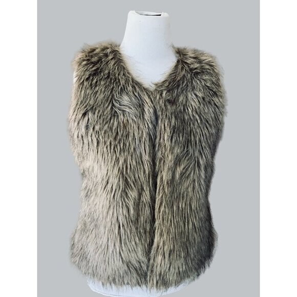 RUE 21 LADIES SLEEVELESS STYLISH BROWN HOOK CLAW CLOSE LINED FAUX FUR VEST EUC M - Picture 10 of 11